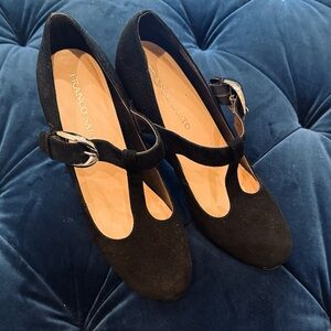 Franco Sarto Black Suede Heels with Buckle